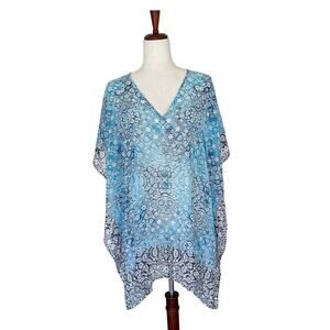 Tommy Bahama Women's Sheer Swim Coverup Blue‎ Size Small Tropical Vacation